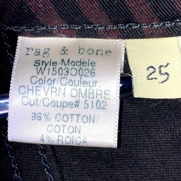 Rag & Bone Low Rise Chevron Ombre Black and Cranberry Legging Jeans - Picture 11 of 11